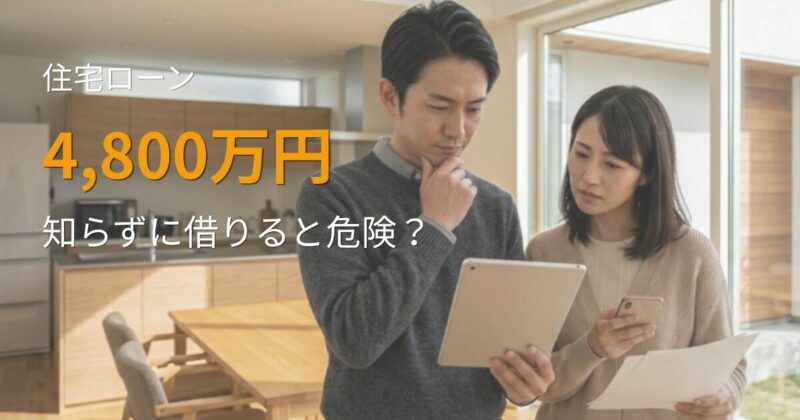 住宅ローン4800万円の実例について悩む共働き夫婦のイメージ