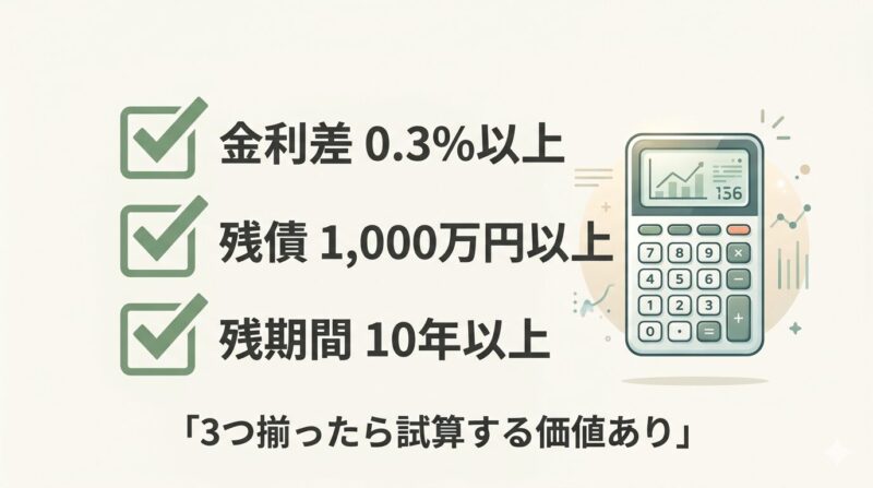 住宅ローン借り換えを検討するタイミングの3つの条件チェックリスト