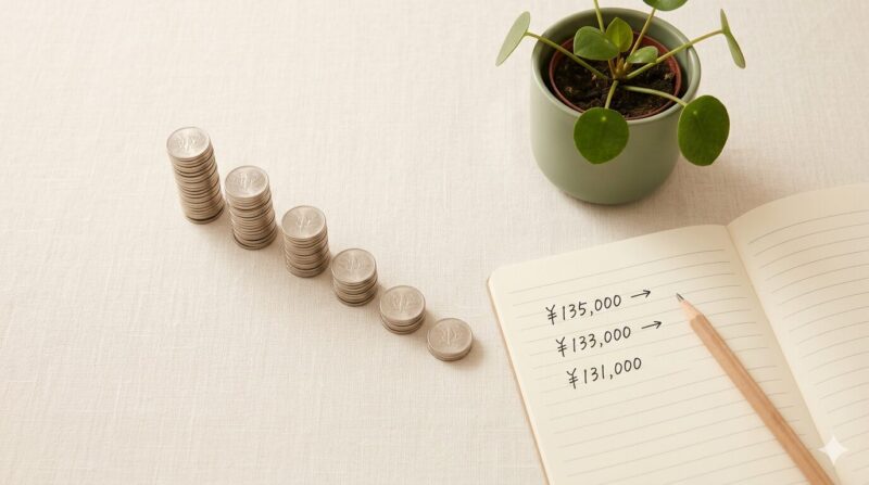 元金均等返済に切り替えて変わったこと｜3〜5年目の月返済額の推移イメージ