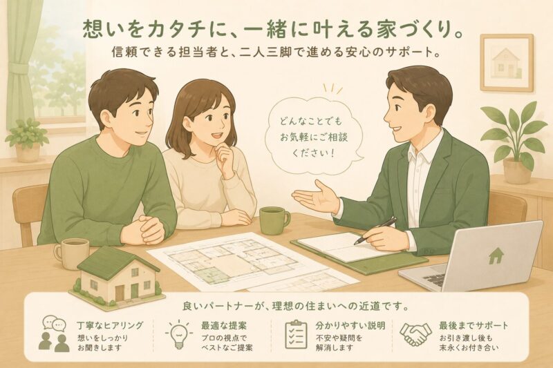 家づくりの担当者と打ち合わせするイメージ