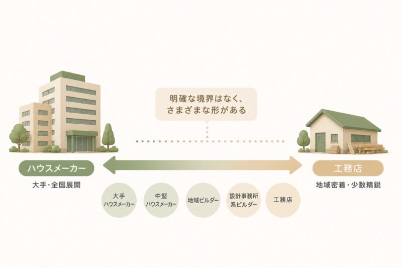 ハウスメーカーと工務店の境界が曖昧であることを示す図