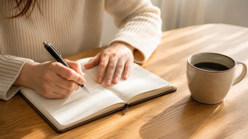 住宅ローンの返済計画をノートに書き出す女性